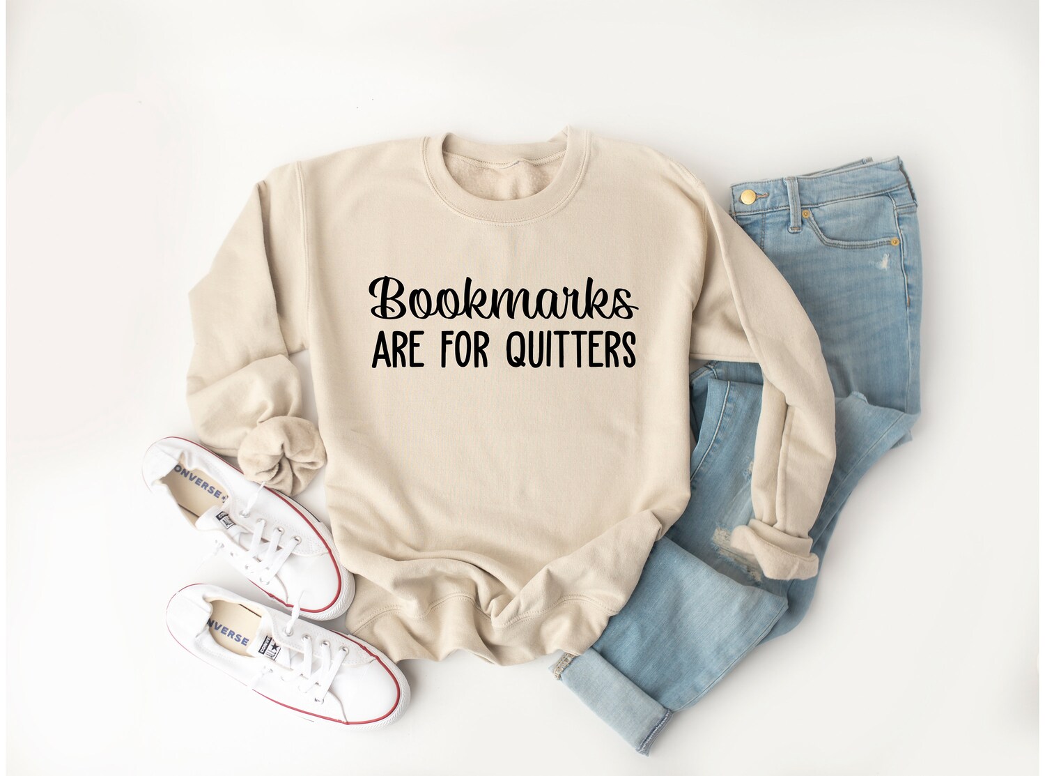 Bookmarks Are For Quitters Funny Librarian Lover Nerd Reading Sweatshirt image 1