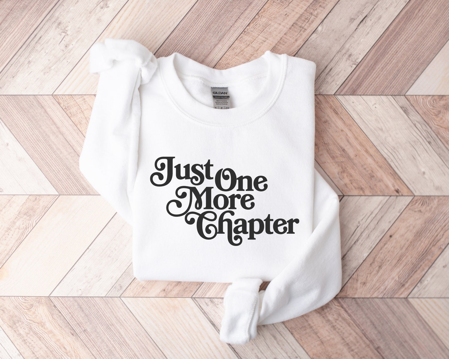 Just One More Chapter Bookish Reading Lover Librarian Teacher Sweatshirt image 2