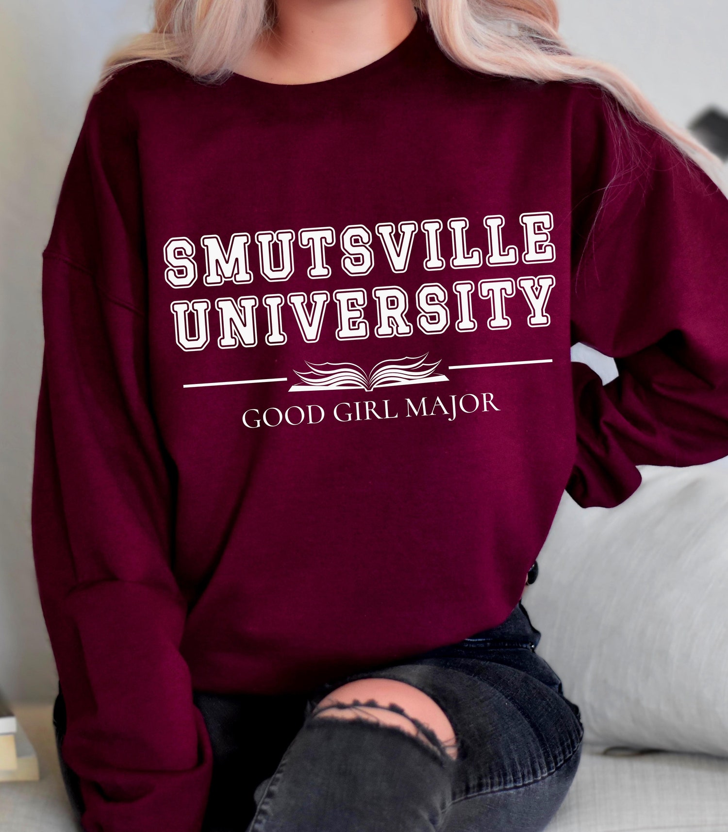 Smutsville University Good Girl Major I'd Rather Be Reading Smut Books Sweatshirt image 3