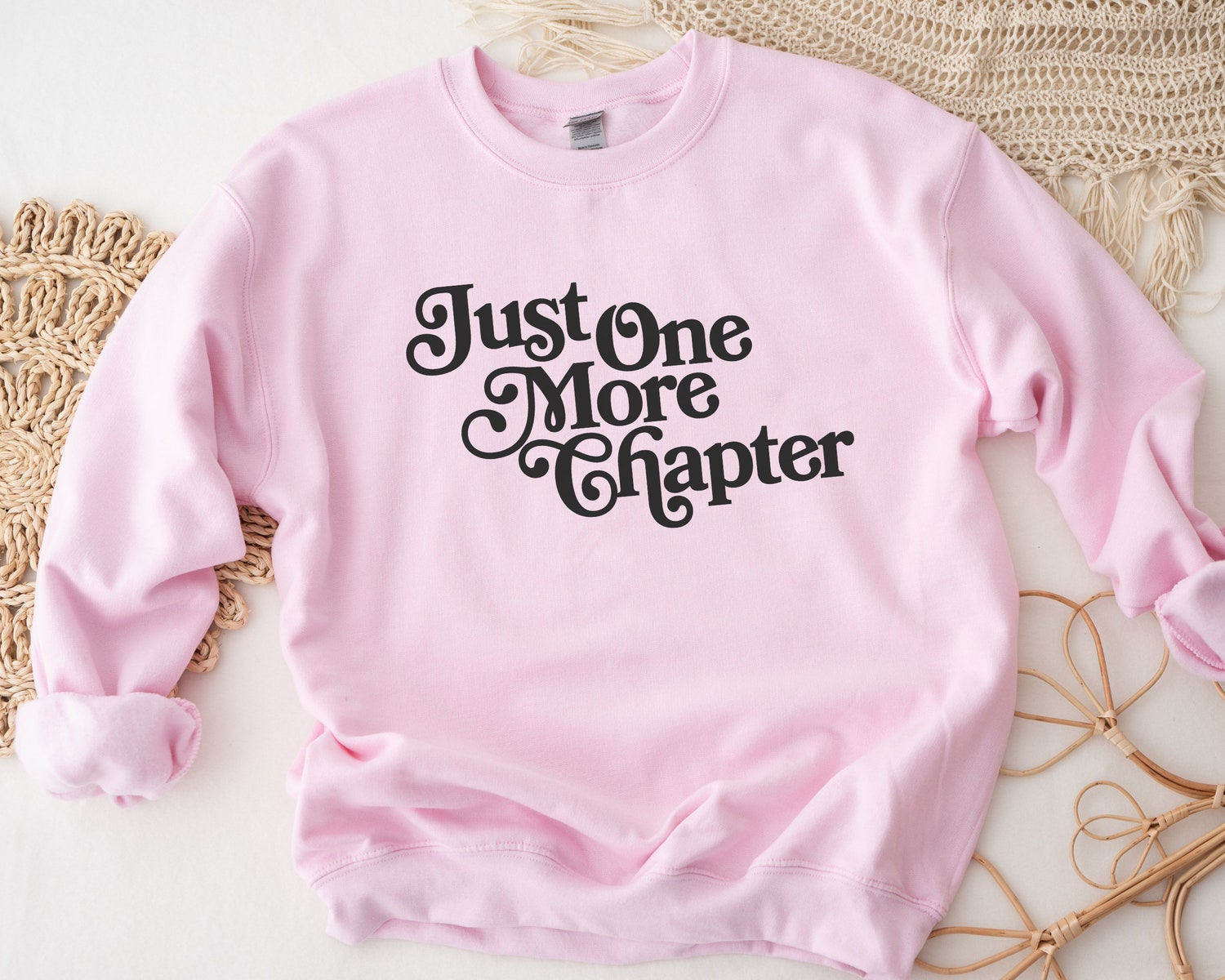 Just One More Chapter Bookish Reading Lover Librarian Teacher Sweatshirt image 3