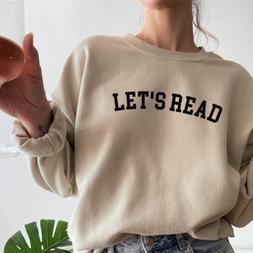 Let's Read Bookish Lovers Librarian Teacher Cute Nerd Women Sweatshirt image 0