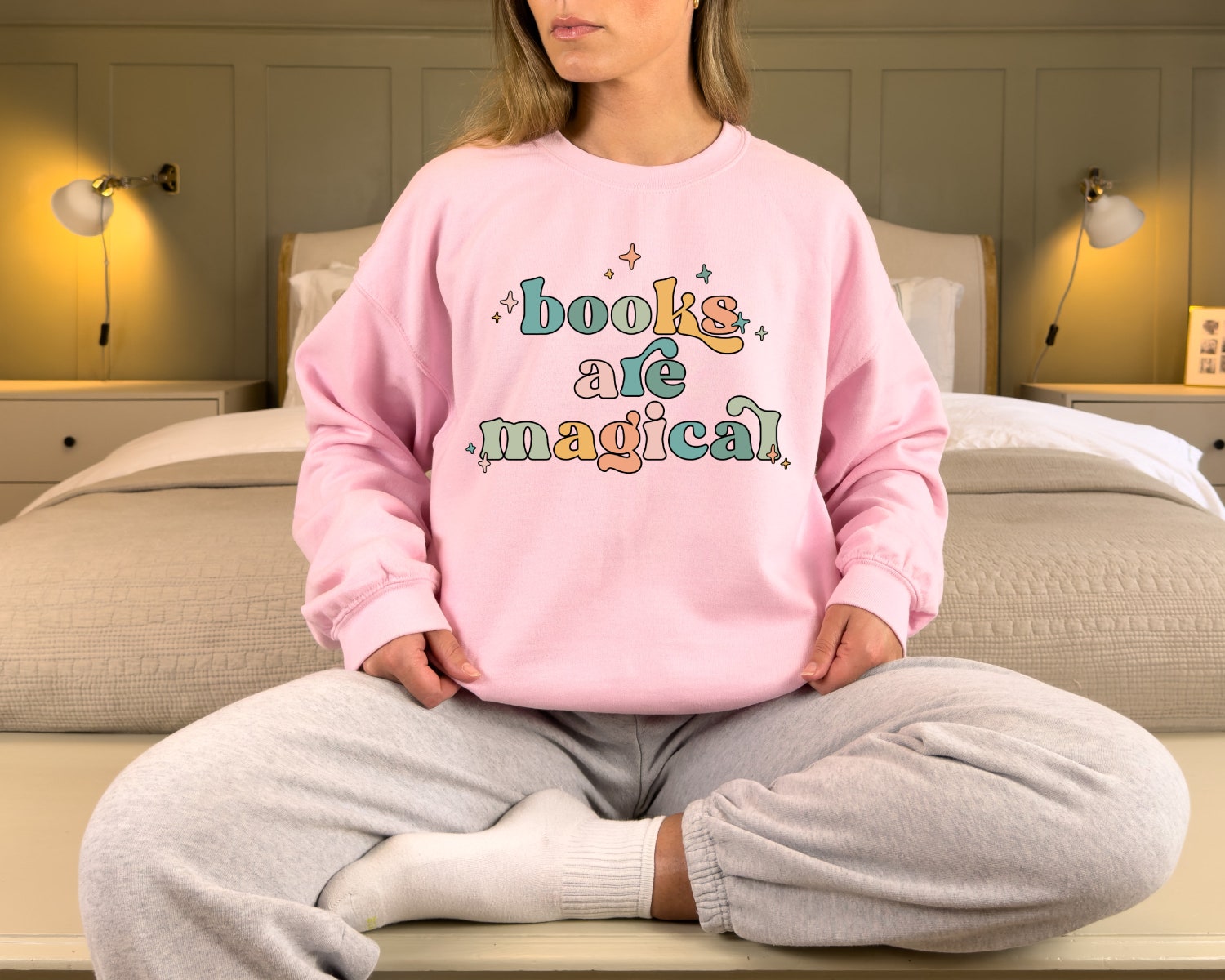 Retro Books Are Magical Cute Teacher Lover Reading Group Librarian Sweatshirt image 3