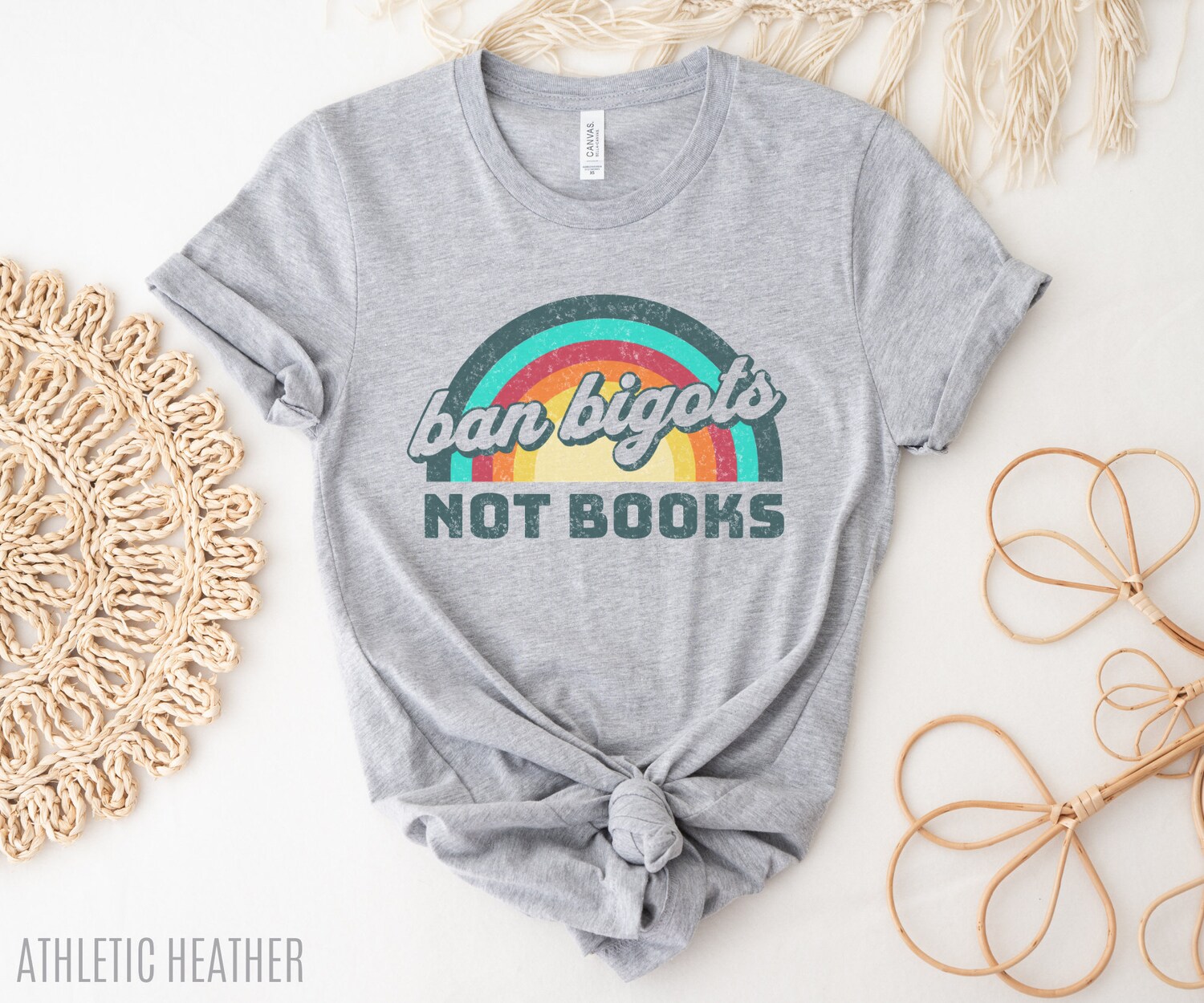 Ban Bigots Not Books Lovers Reading Librarian Literature Rainbow Shirt image 3