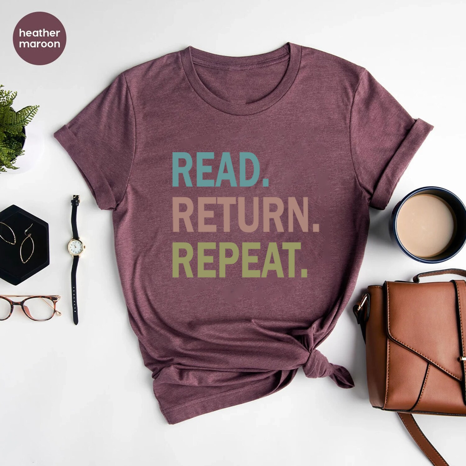 Read Return Repeat Book Lovers Librarian Teacher Nerd Literature Shirt image 5