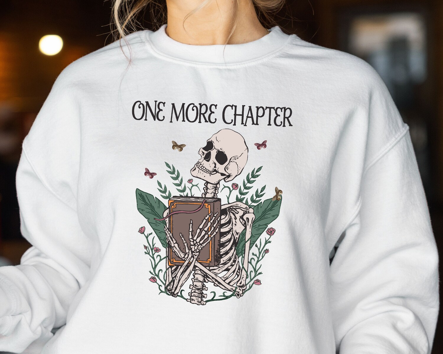 One More Chapter Funny Reading Book Nerd Librarian Women Literature Sweatshirt image 2