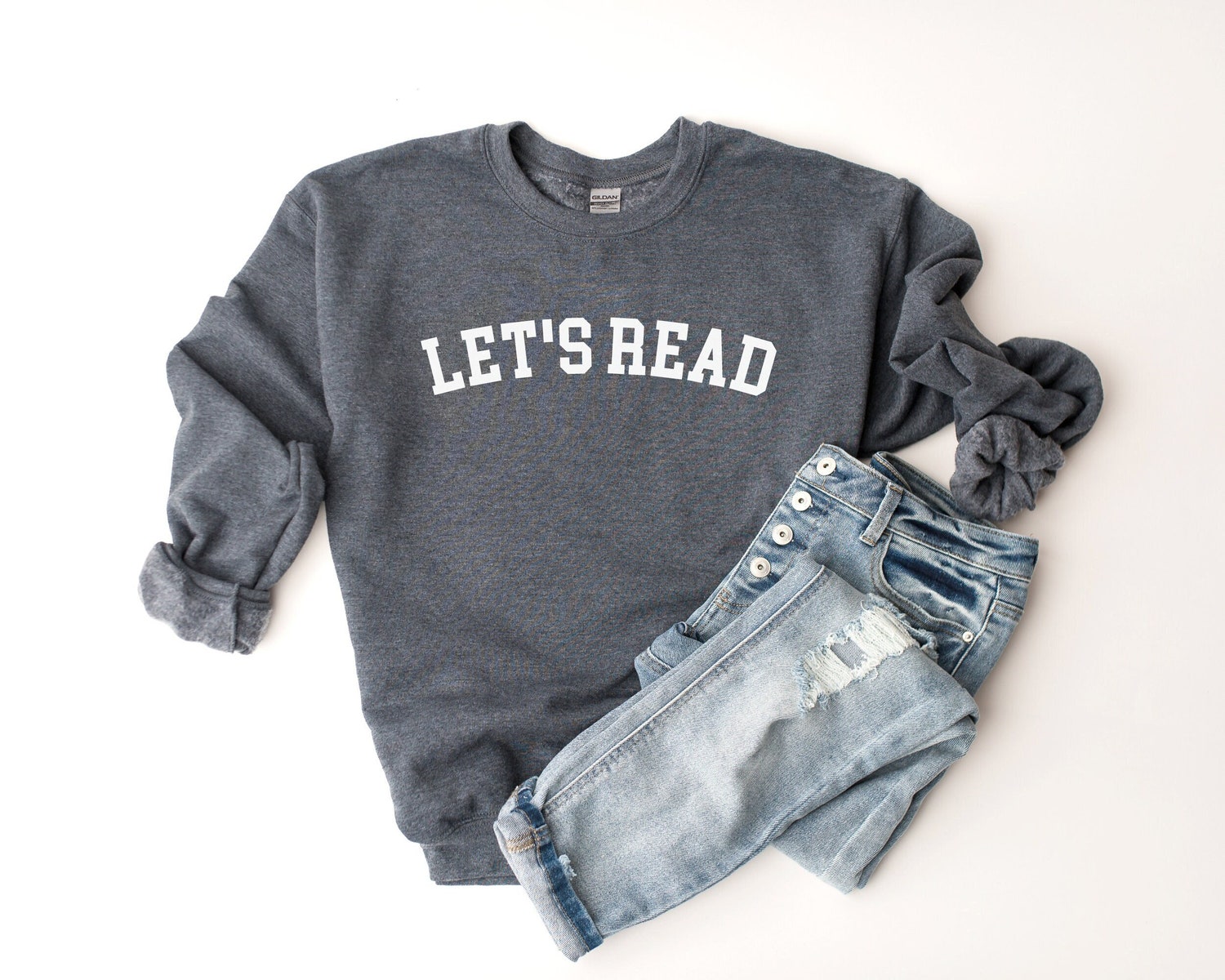 Let's Read Bookish Lovers Librarian Teacher Cute Nerd Women Sweatshirt image 2