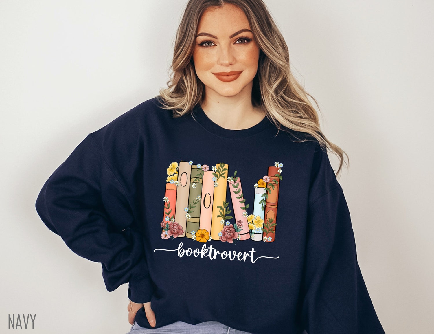 Booktrovert Reading Lover Librarian Teacher Flower Floral Cute Sweatshirt image 3