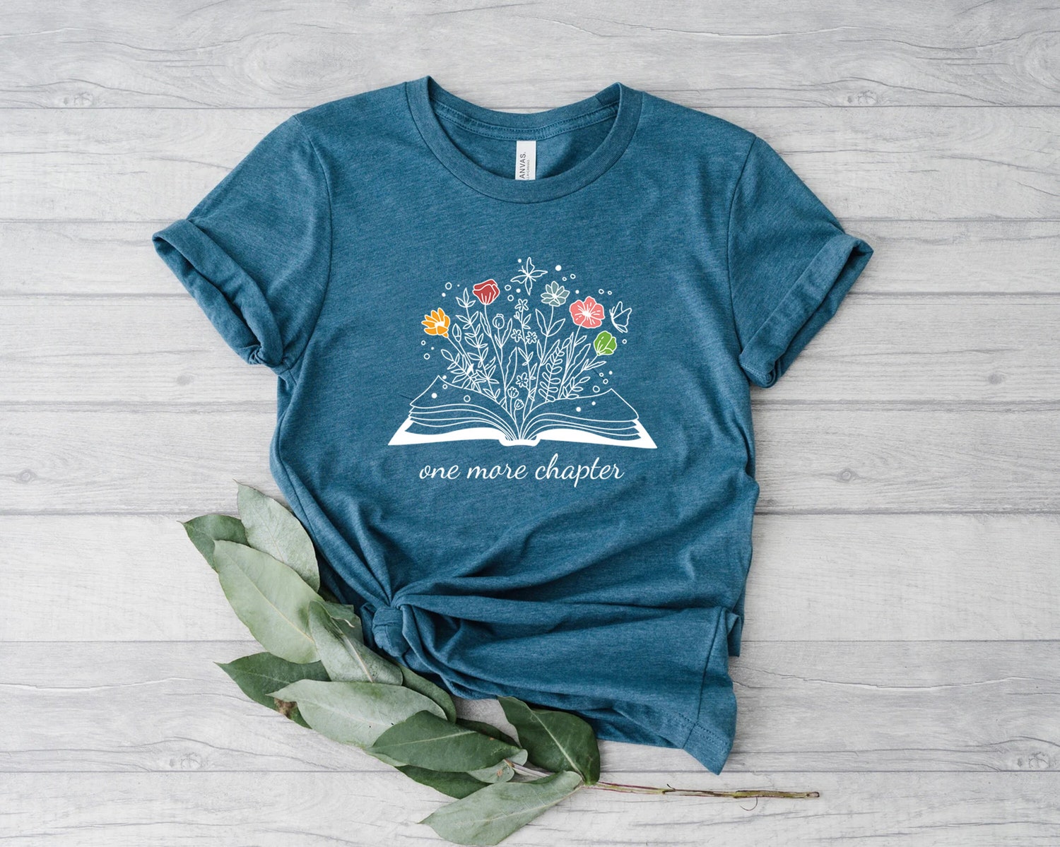 One More Chapter Bookish Funny Reading Nerd Librarian Cute Women Floral Flower Shirt image 5