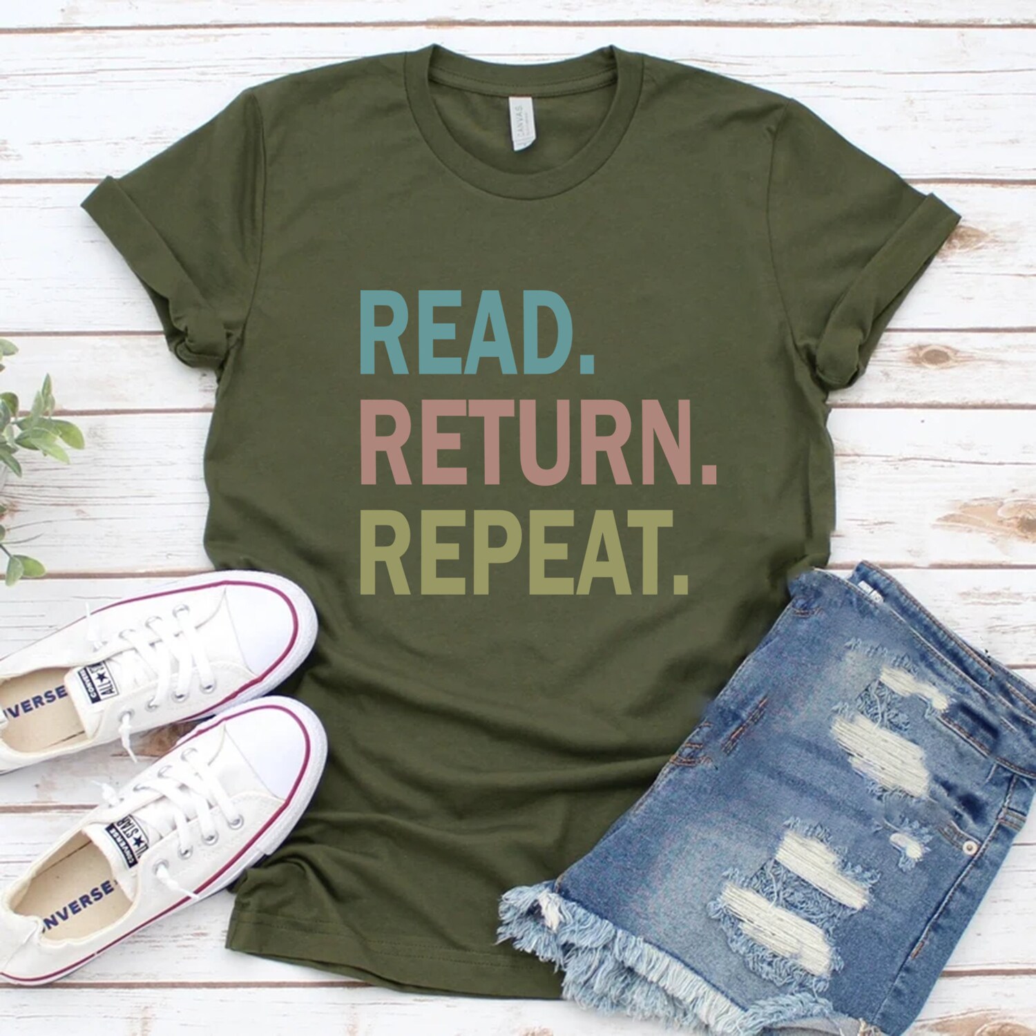 Read Return Repeat Book Lovers Librarian Teacher Nerd Literature Shirt image 4