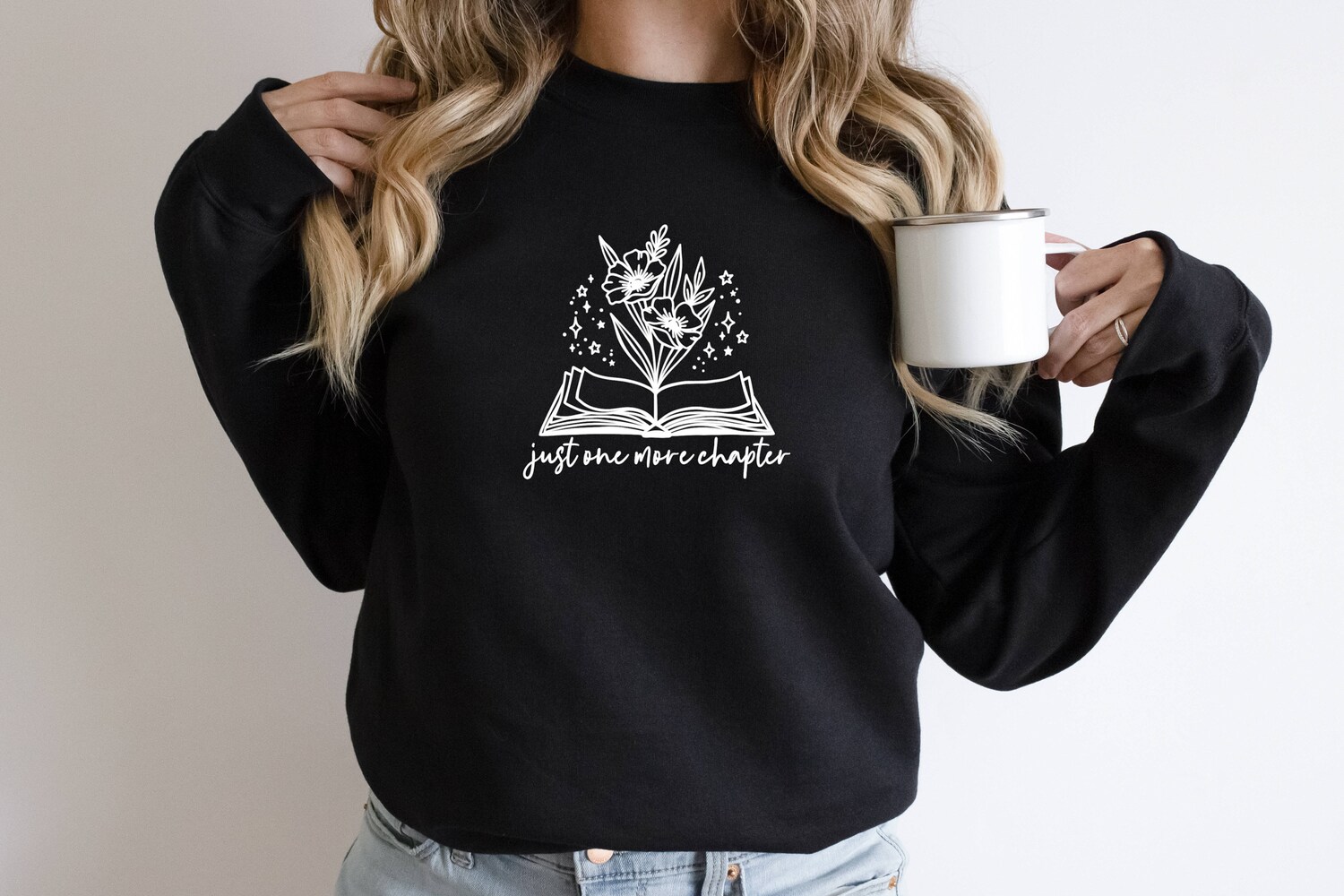 Just One More Chapter Book Lover Nerd Librarian Leaders Flowers eatshirt image 2