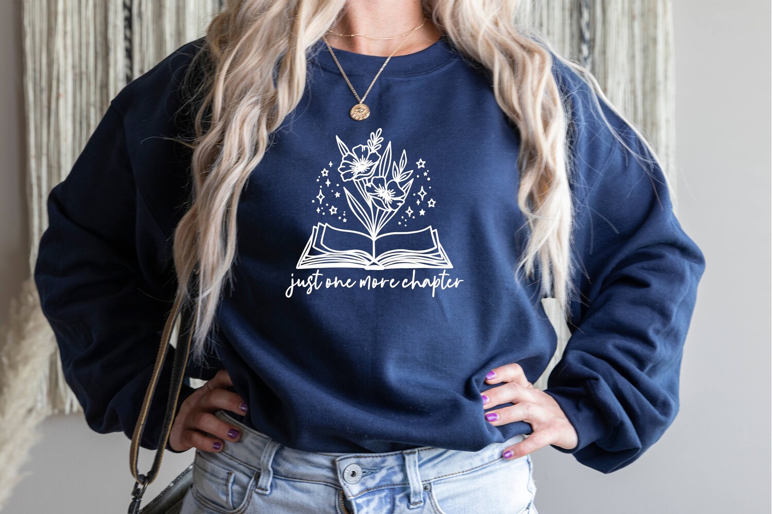 Just One More Chapter Book Lover Nerd Librarian Leaders Flowers eatshirt image 4