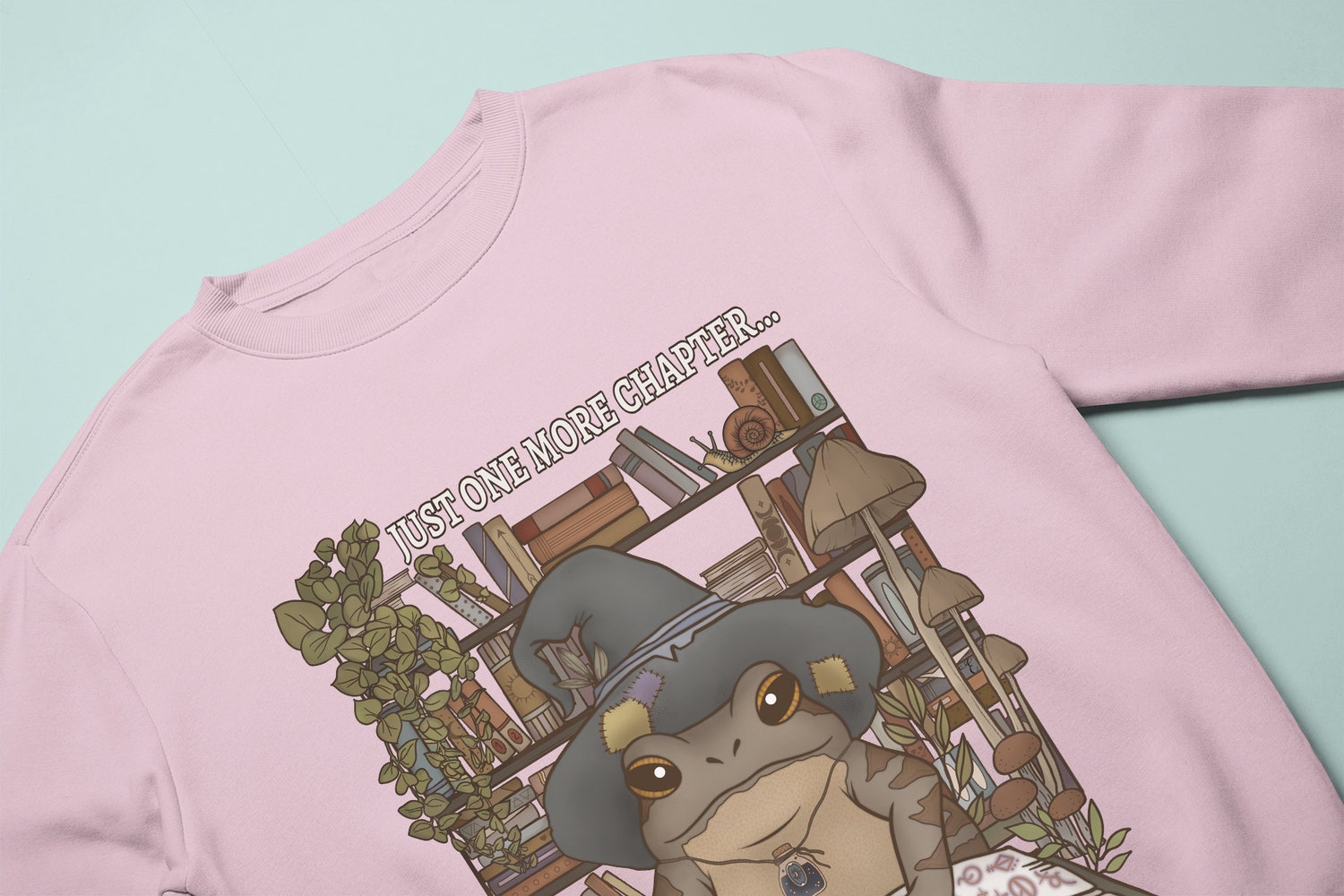 Goblincore Book Lover Frog Librarian Reading Swamp Witch Cute Sweatshirt image 3