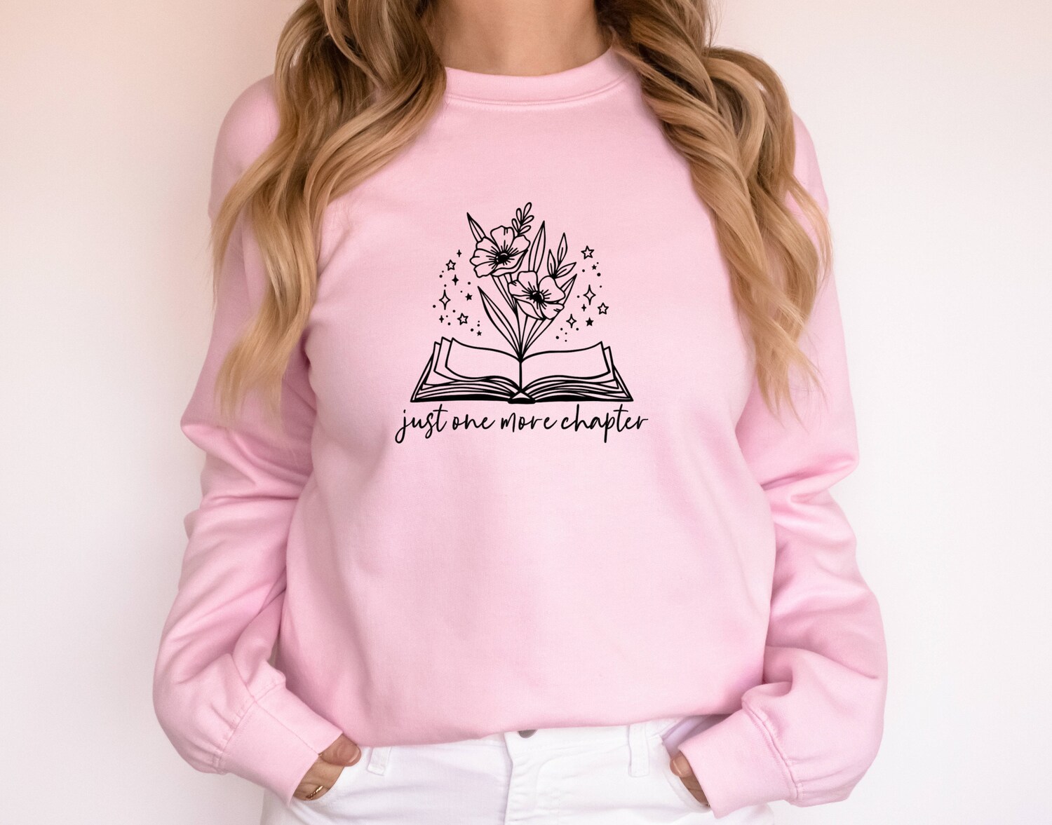 Just One More Chapter Book Lover Nerd Librarian Leaders Flowers eatshirt image 5