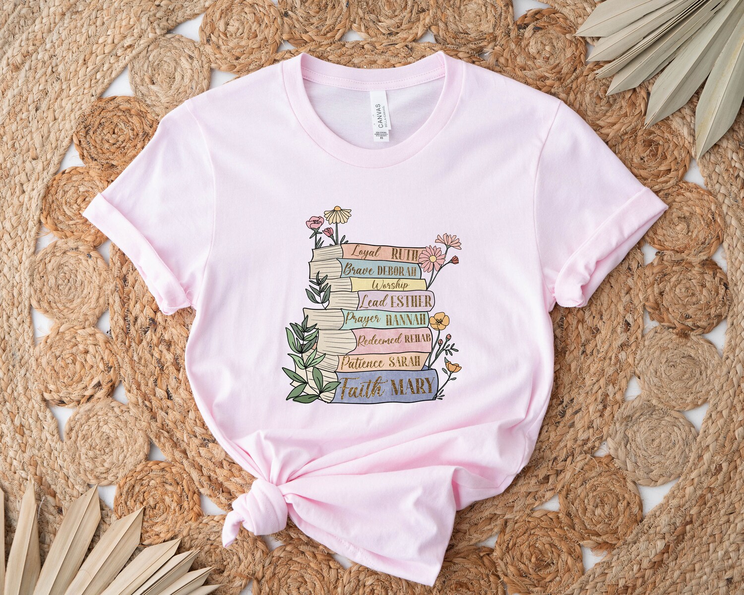 Women Of The Bible Floral Christian Jesus Church Verse Book Lover Shirt image 2