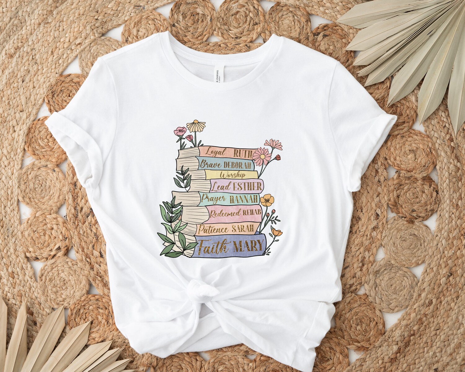 Women Of The Bible Floral Christian Jesus Church Verse Book Lover Shirt image 1