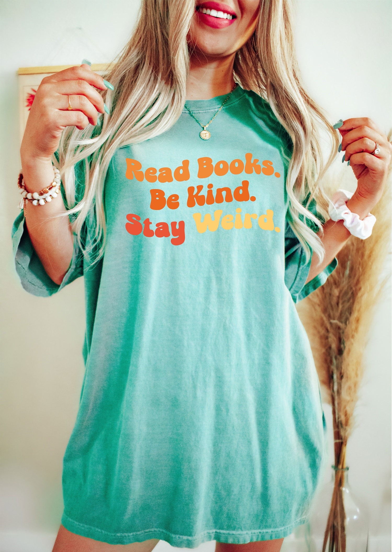 Read Books Be Kind Stay Weird Trendy Literary Librarian Teacher Lover Motivational Shirt image 5