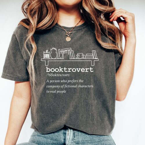 Booktrovert Definition Worm Librarian Reading Funny Lover Plant Cactus Shirt image 0