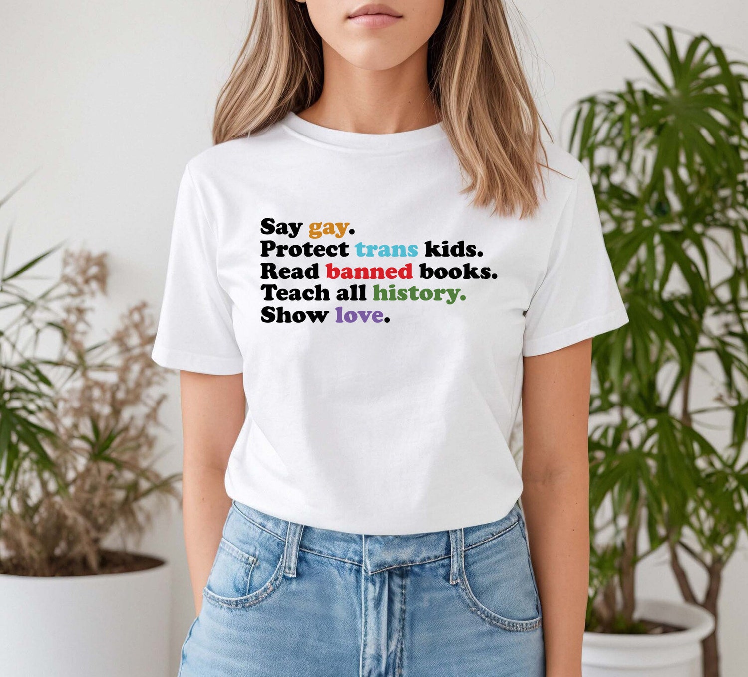 Say Gay Protect Trans Kids Read Banned Books Show Love Human Rights Pride Month Shirt image 2