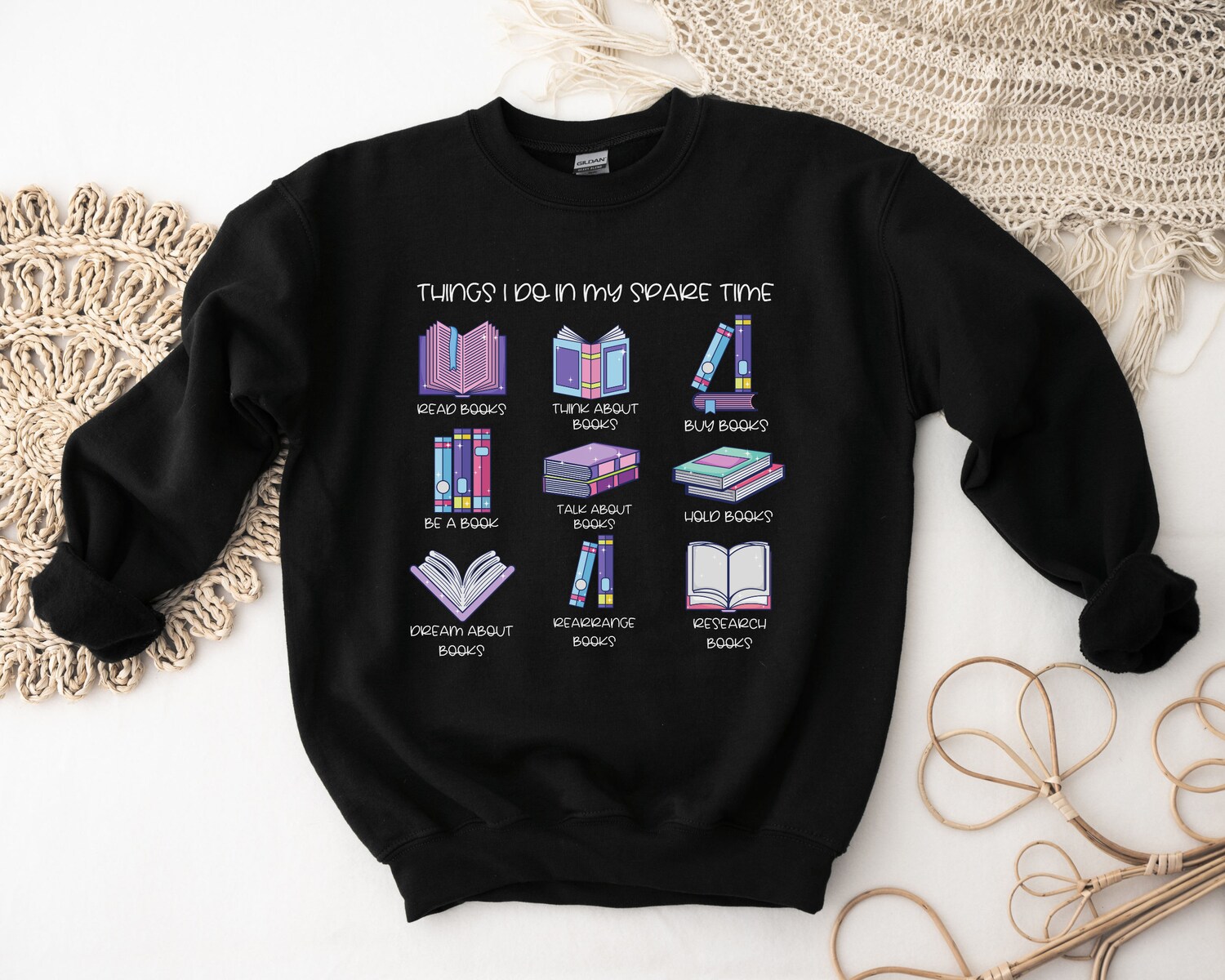 Bookish Lover Reading Things I Do In My Spare Time Librarian Sweatshirt image 3