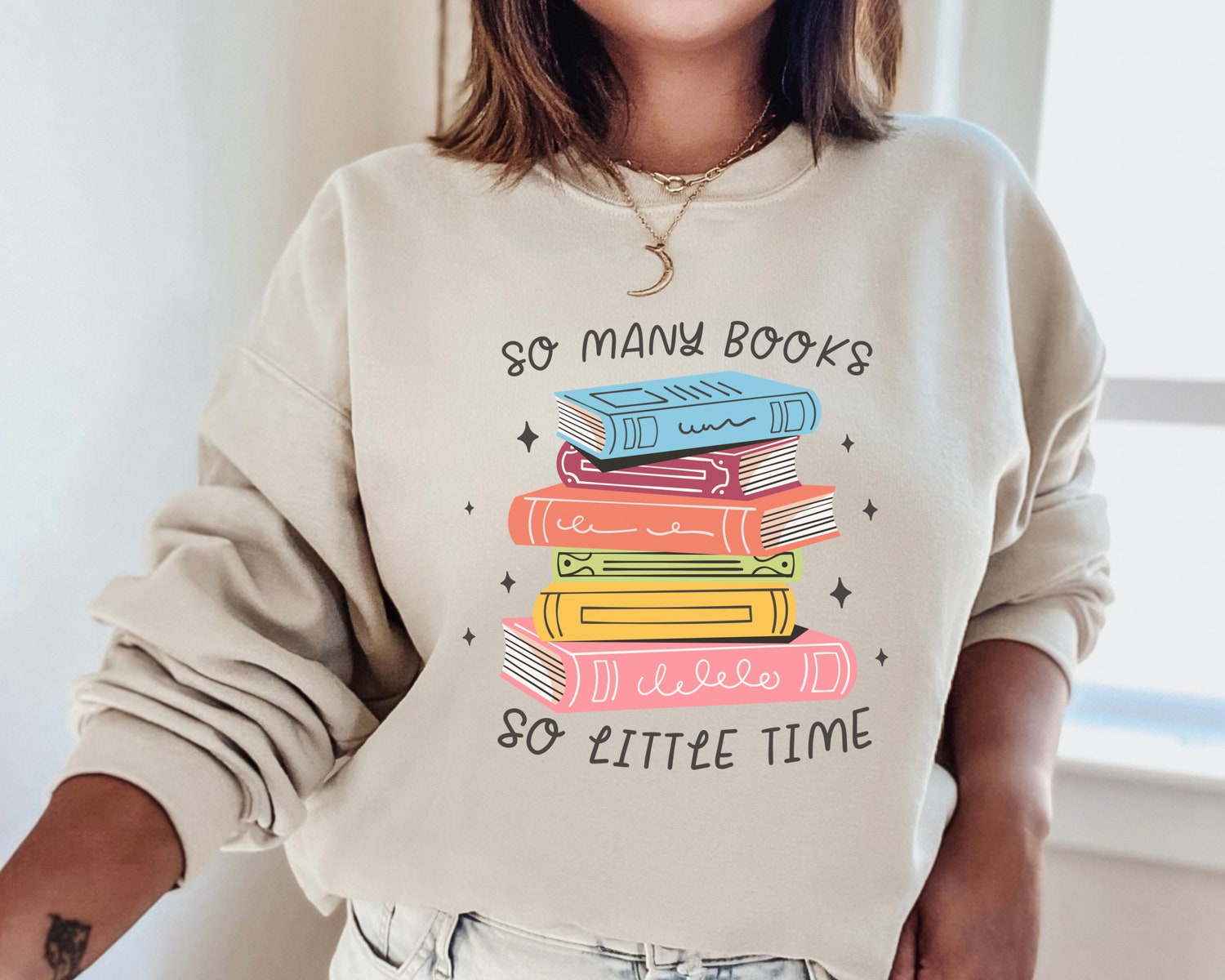 So Many Books So Little Time Reading Lovers Librarians Cute Sweatshirt image 1