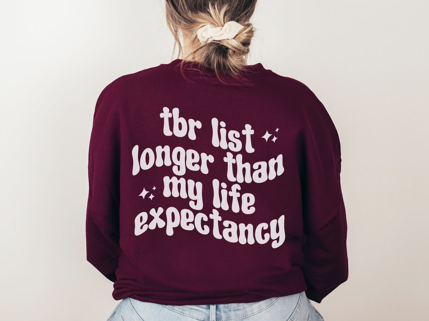 TBR List Longer Than My Life Expectancy Funny Reading Bookish Lover Pile Sweatshirt image 4