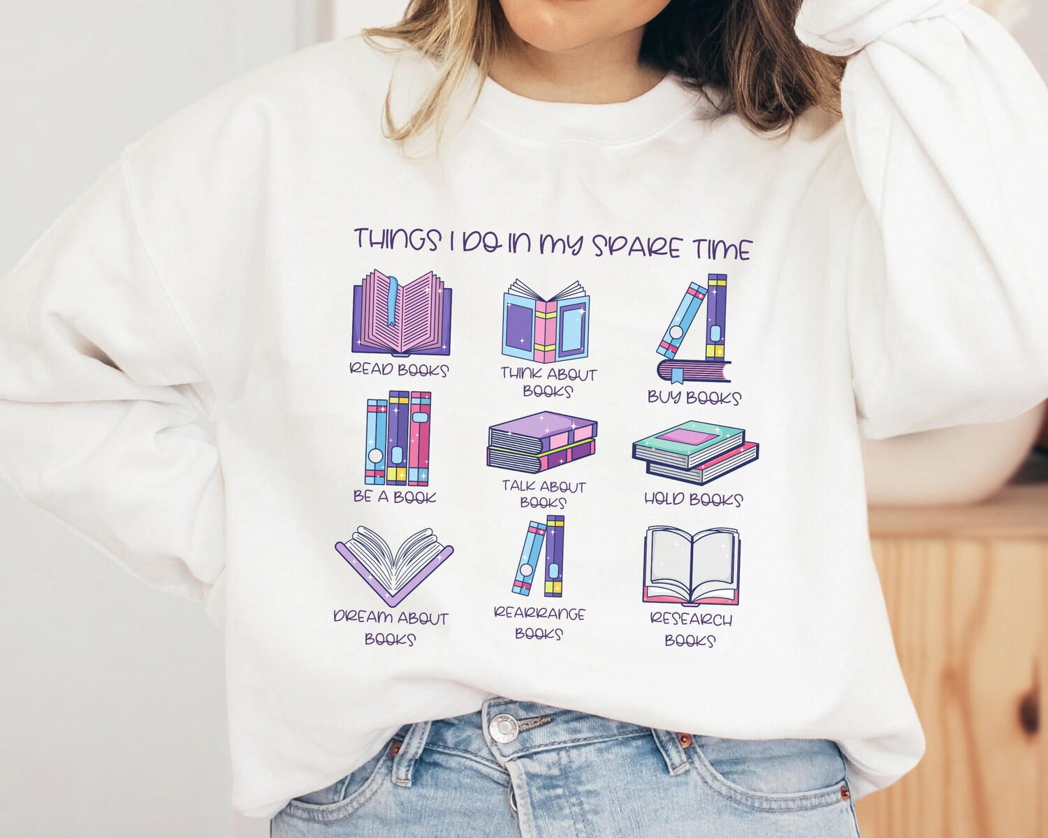 Bookish Lover Reading Things I Do In My Spare Time Librarian Sweatshirt image 1