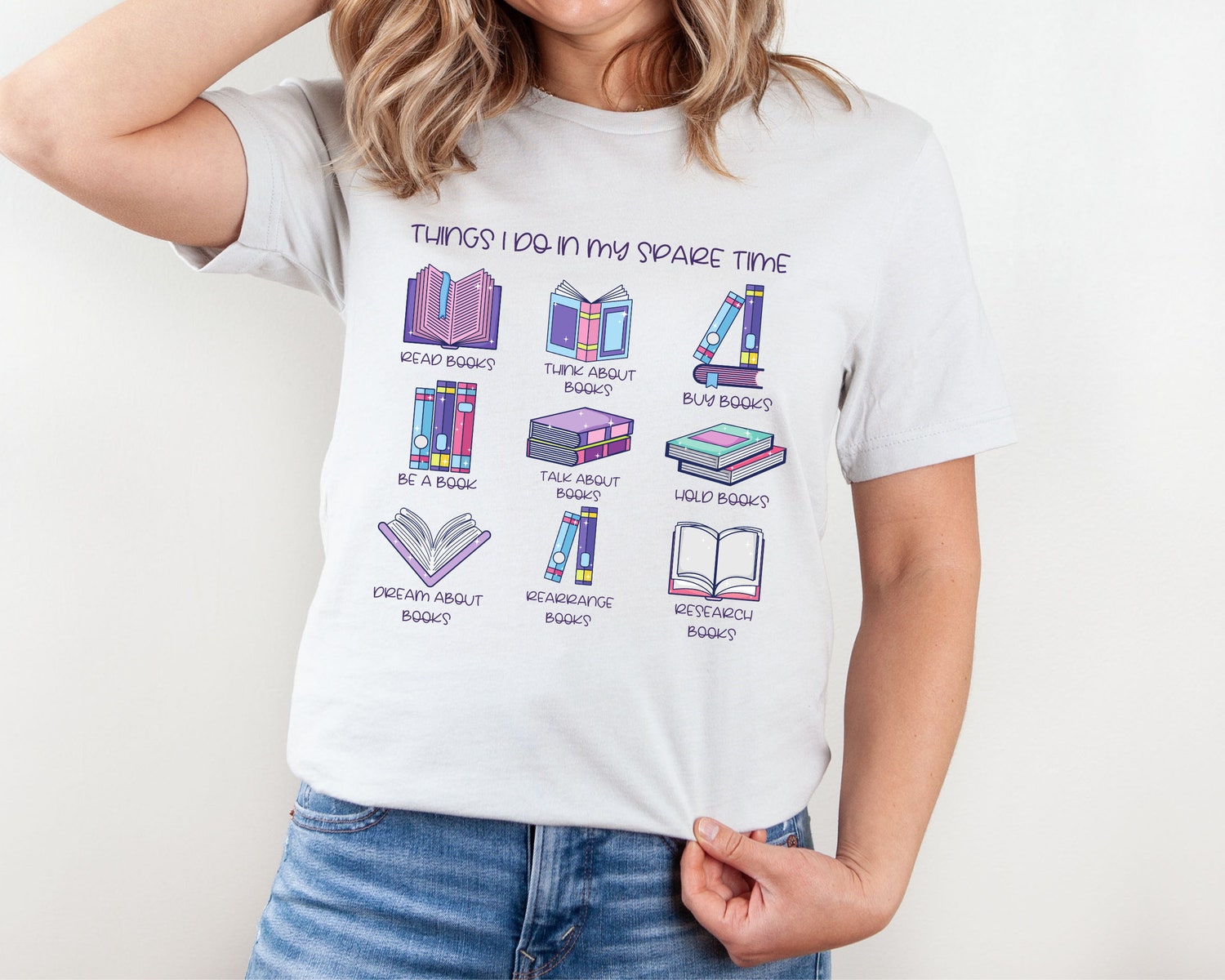 Bookish Love Things I Do In My Spare Time Reading Librarian Cute Shirt image 4