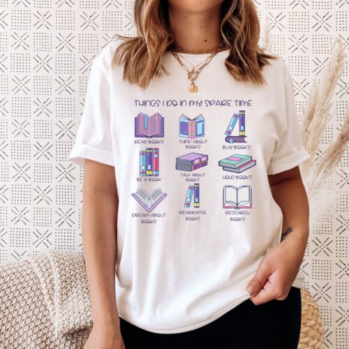 Bookish Love Things I Do In My Spare Time Reading Librarian Cute Shirt image 0