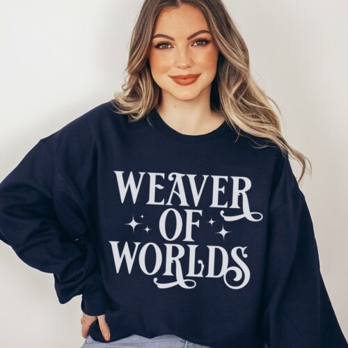 Weaver Of Worlds Writer Author Novelist Bookish Literary Star Sweatshirt image 0