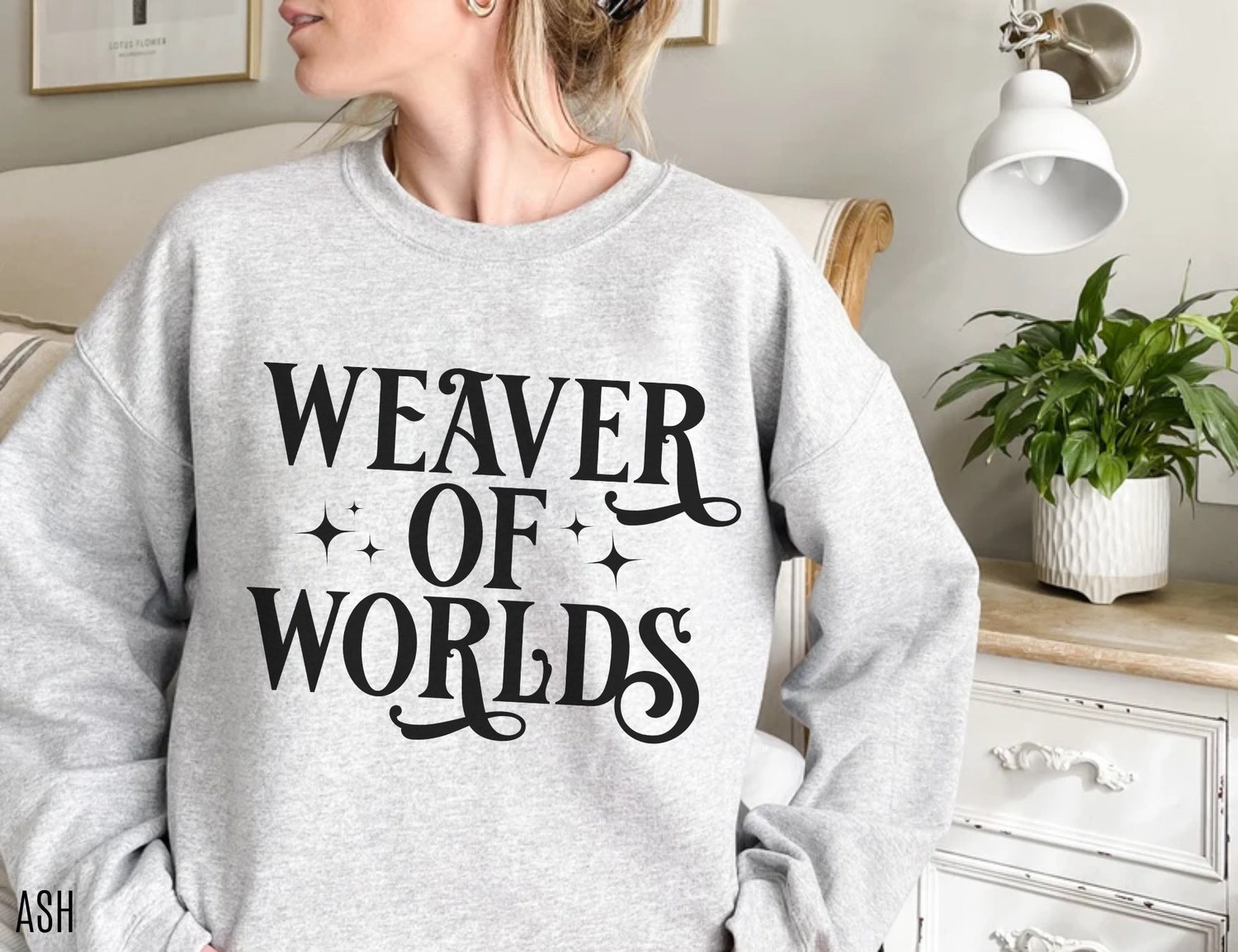 Weaver Of Worlds Writer Author Novelist Bookish Literary Star Sweatshirt image 4