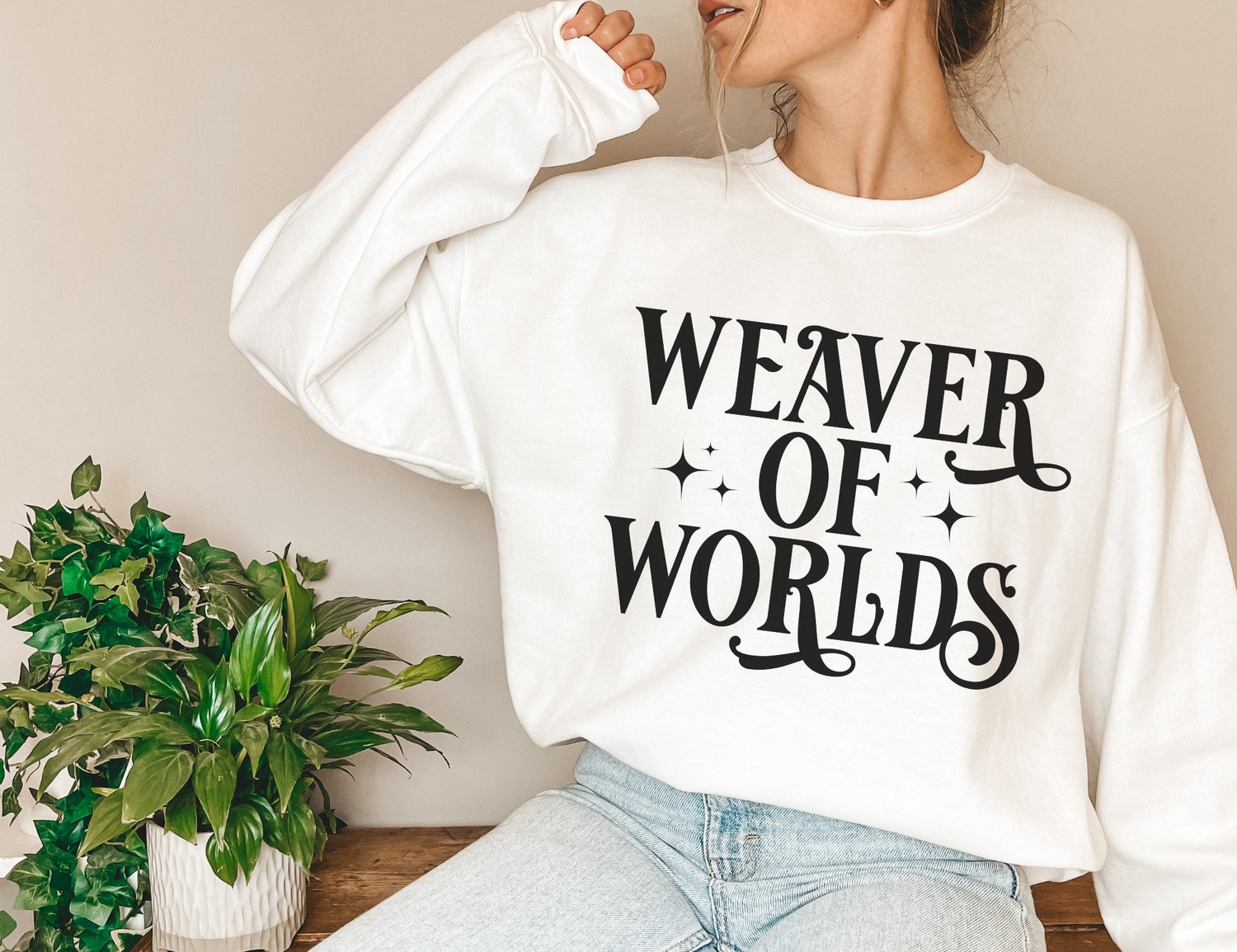 Weaver Of Worlds Writer Author Novelist Bookish Literary Star Sweatshirt image 3