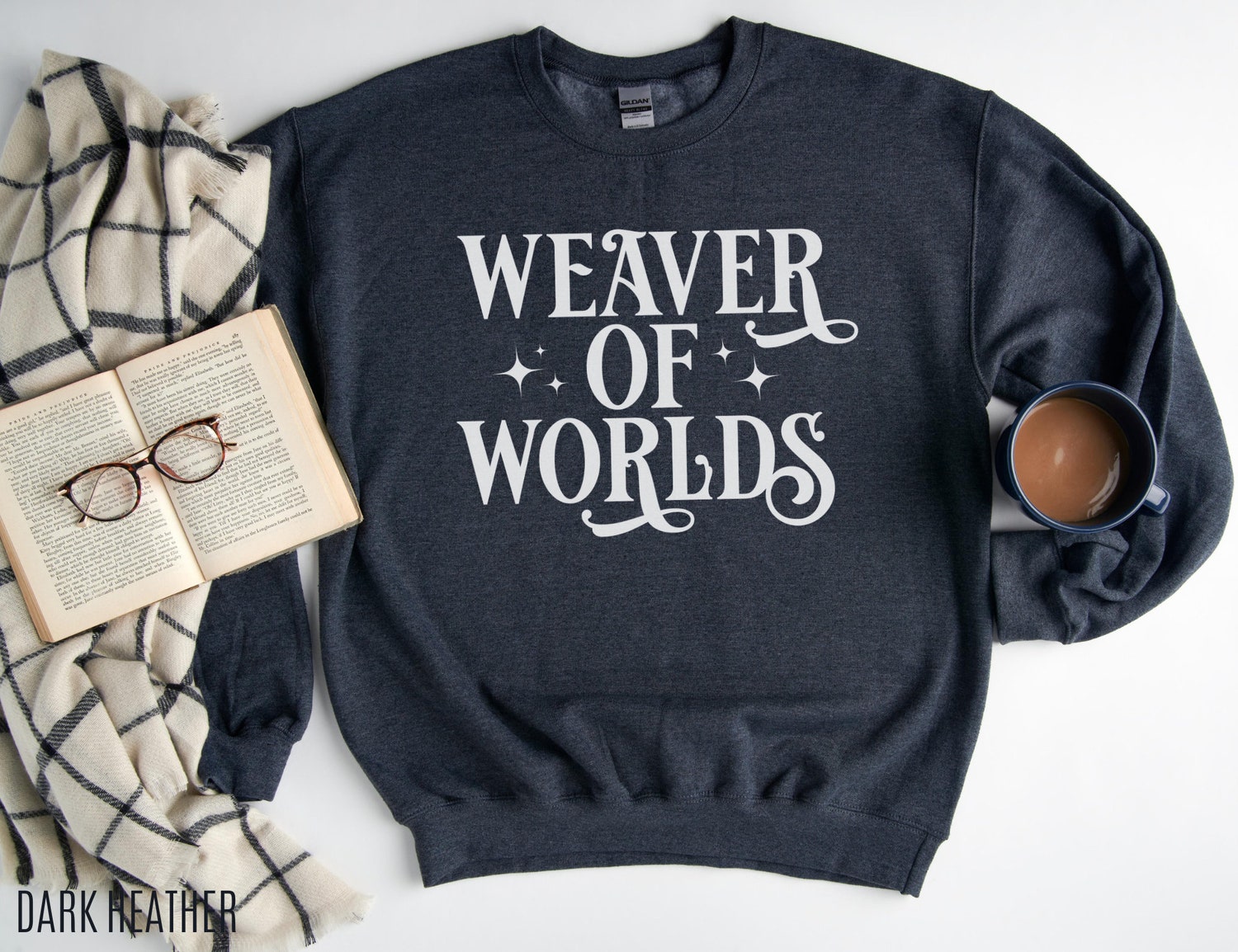 Weaver Of Worlds Writer Author Novelist Bookish Literary Star Sweatshirt image 5