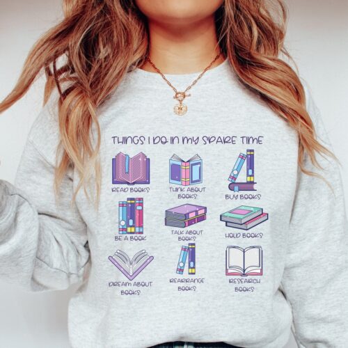 Bookish Lover Reading Things I Do In My Spare Time Librarian Sweatshirt image 0