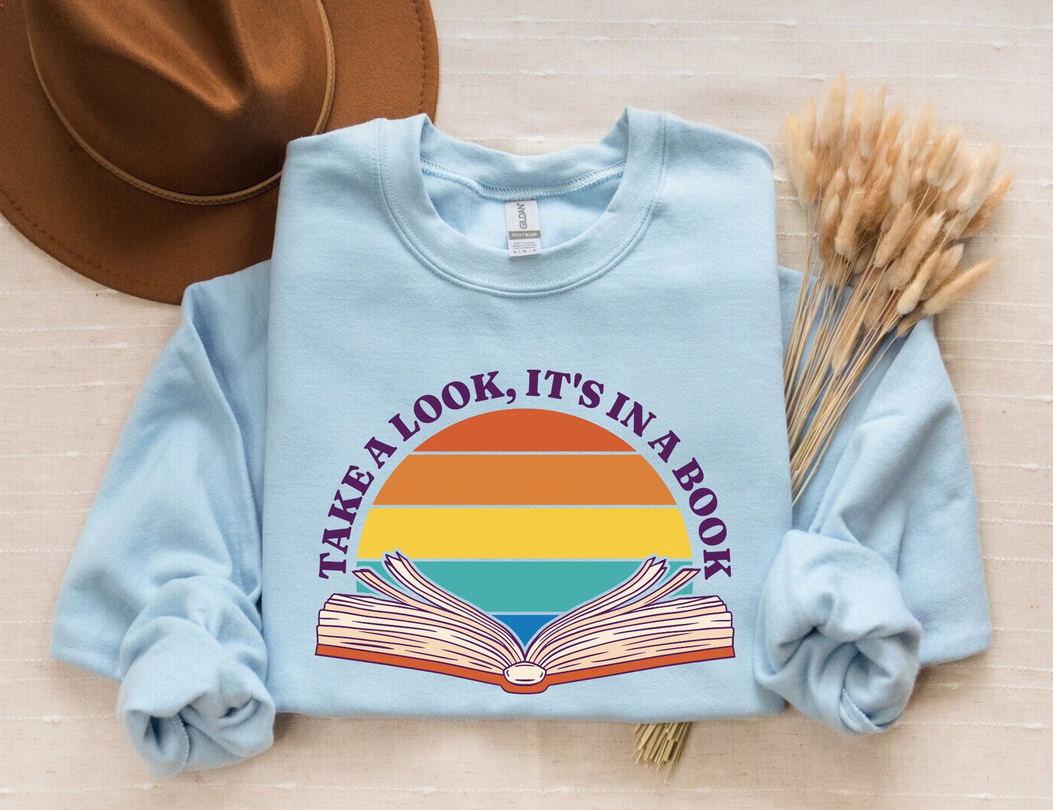 Retro Take A Look It's In A Book Reading Rainbow Bookish Lover Sweatshirt image 1