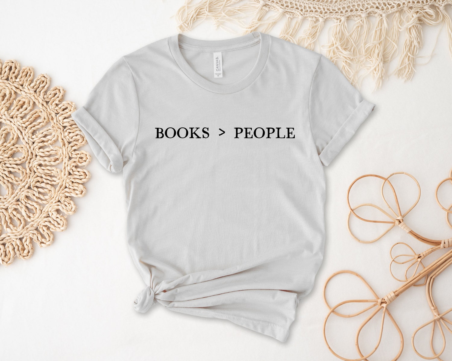 Books Over People Lover Reading Librarian Teacher Literature Nerd Shirt image 3