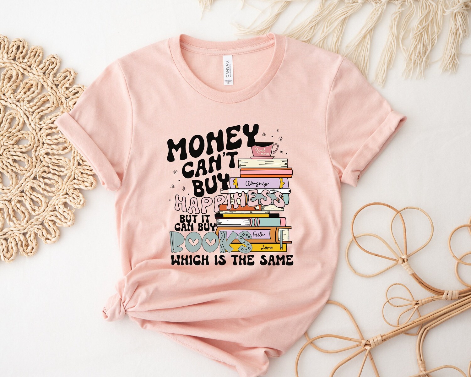 Money Can't Buy Happiness Funny Bookish Reading Lover Teacher Librarian Shirt image 1