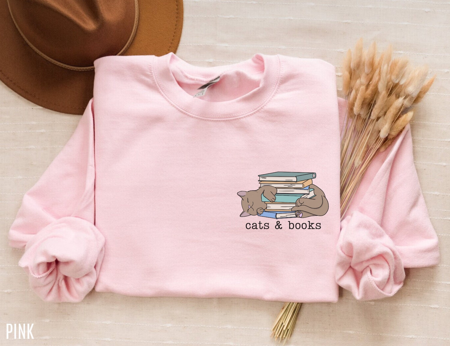 Cats And Books Lover Mom Reading Dad Women Teacher Librarian Sweatshirt image 4