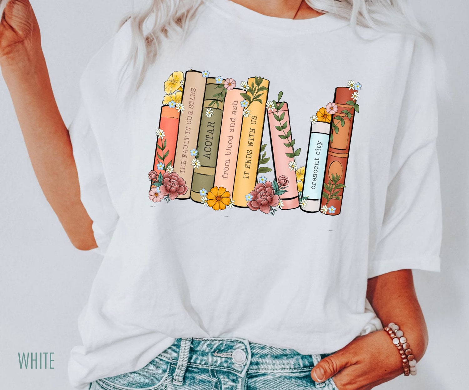 Bookish Customized Personalized Shelf Club Teacher Librarian Floral Shirt image 6