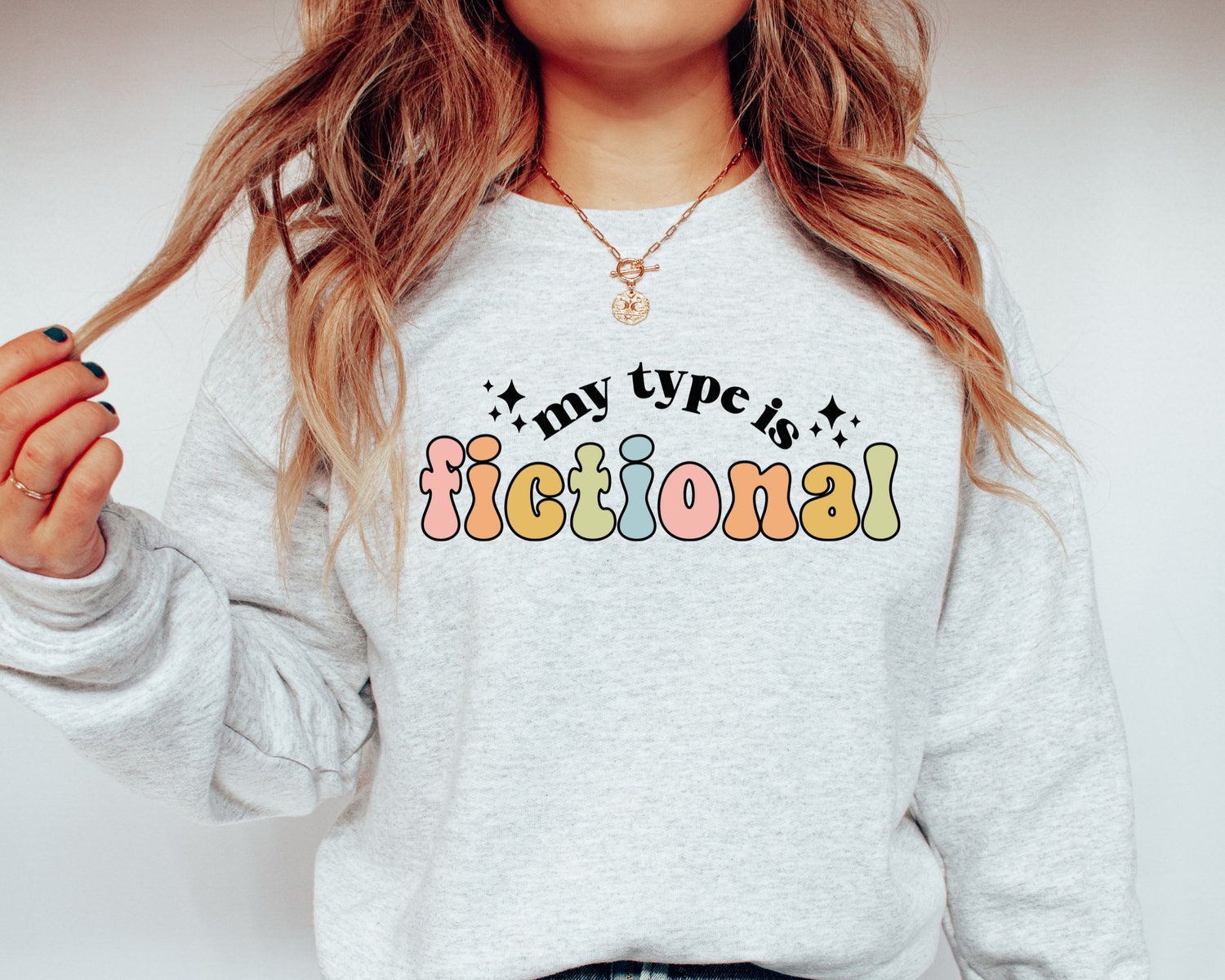 My Type Is Fictional Book Lover Reading Characters Librarian Sweatshirt image 2