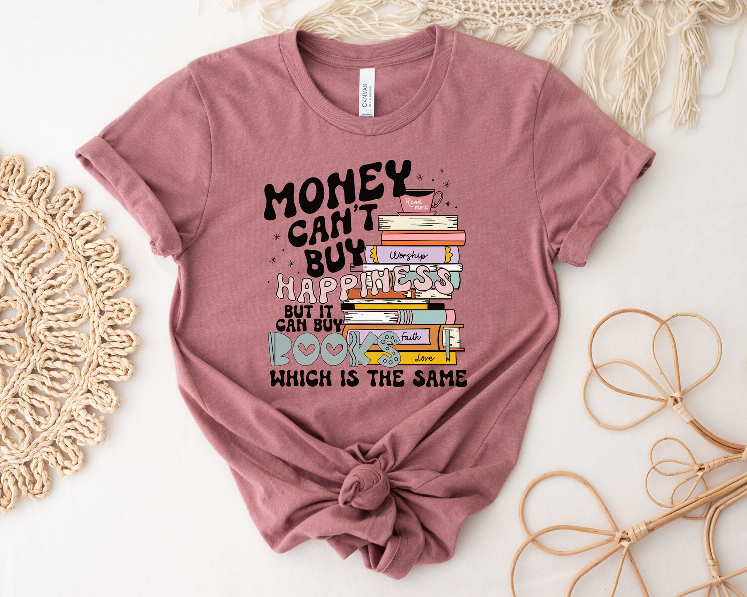 Money Can't Buy Happiness Funny Bookish Reading Lover Teacher Librarian Shirt image 4