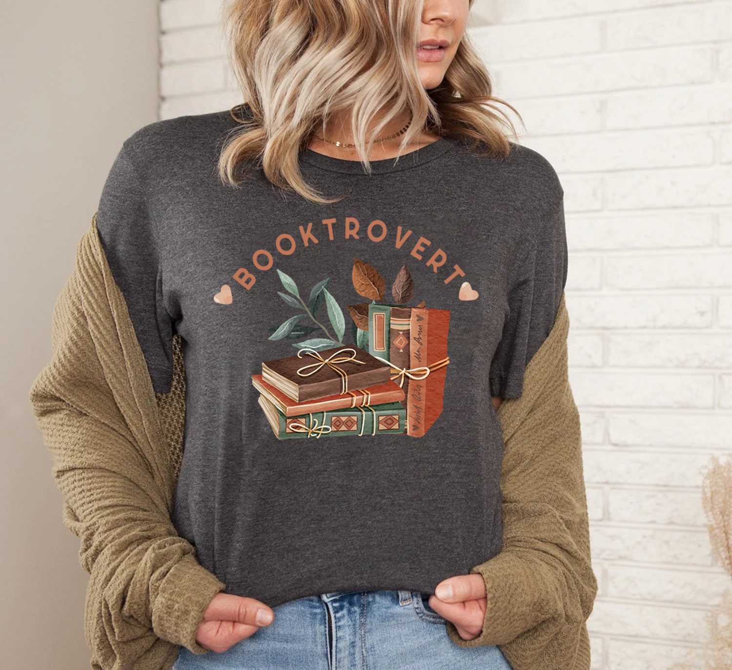 Booktrovert Lover Cute Librarian Teacher Plant Botanical Literary Sweatshirt image 6