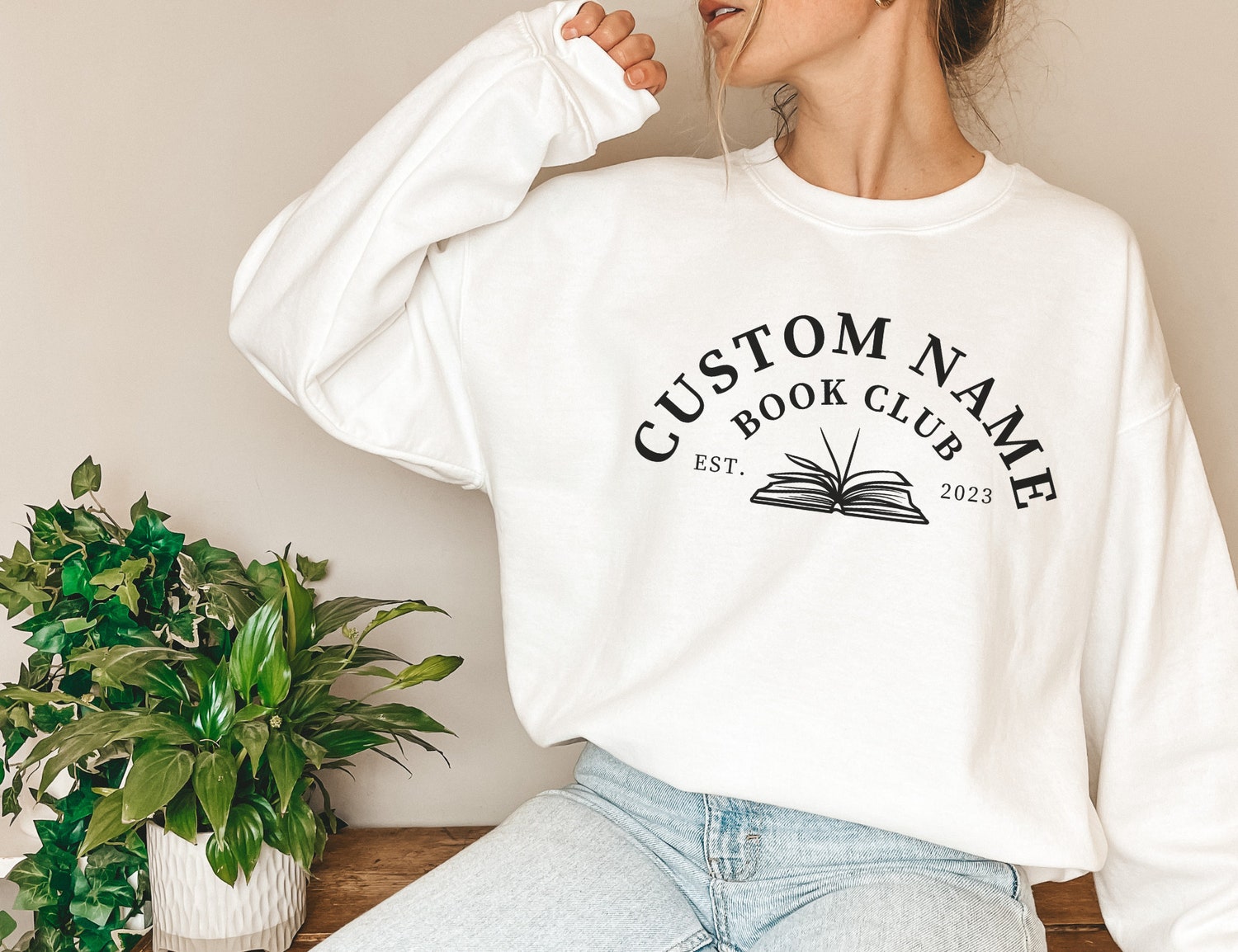 Custom Book Club Name Reading Teacher Librarian Literature Lover Sweatshirt image 3