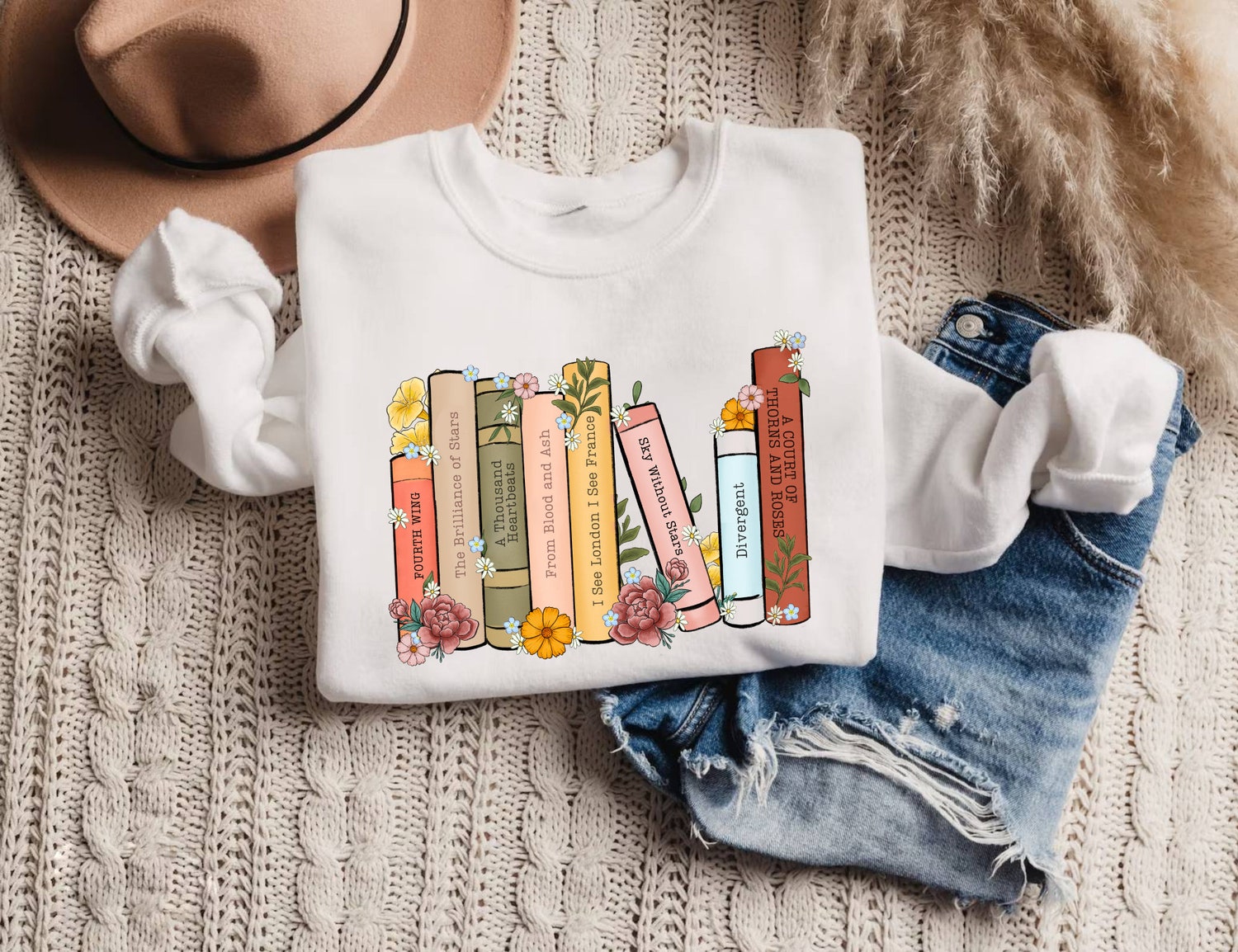 Custom Bookshelf Personalized Lover Club Flower Floral Cute Sweatshirt image 4