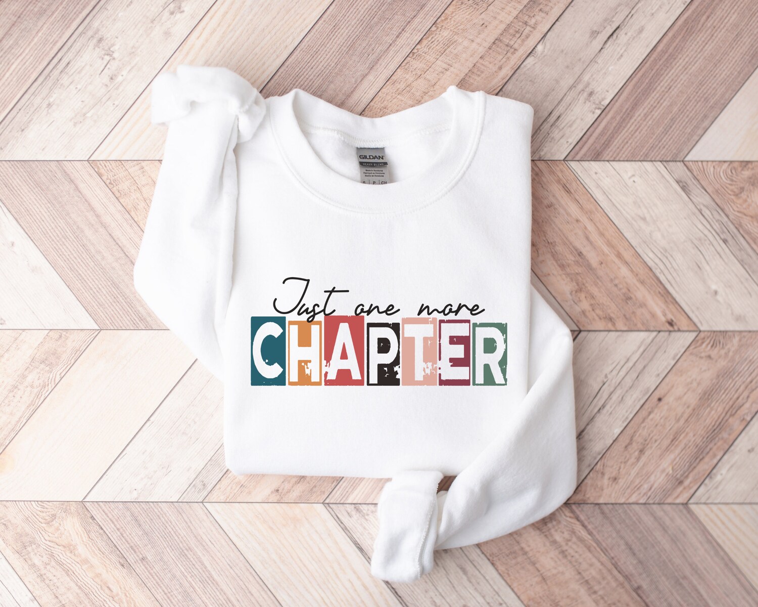 Just One More Chapter Bookish Reading Lover Librarian Teacher Sweatshirt image 2