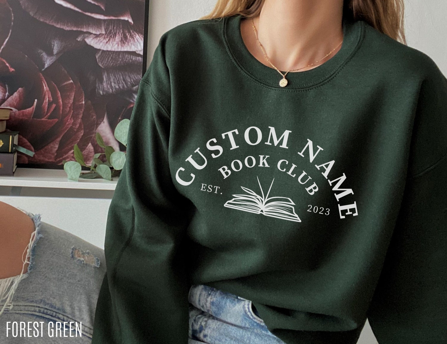 Custom Book Club Name Reading Teacher Librarian Literature Lover Sweatshirt image 2