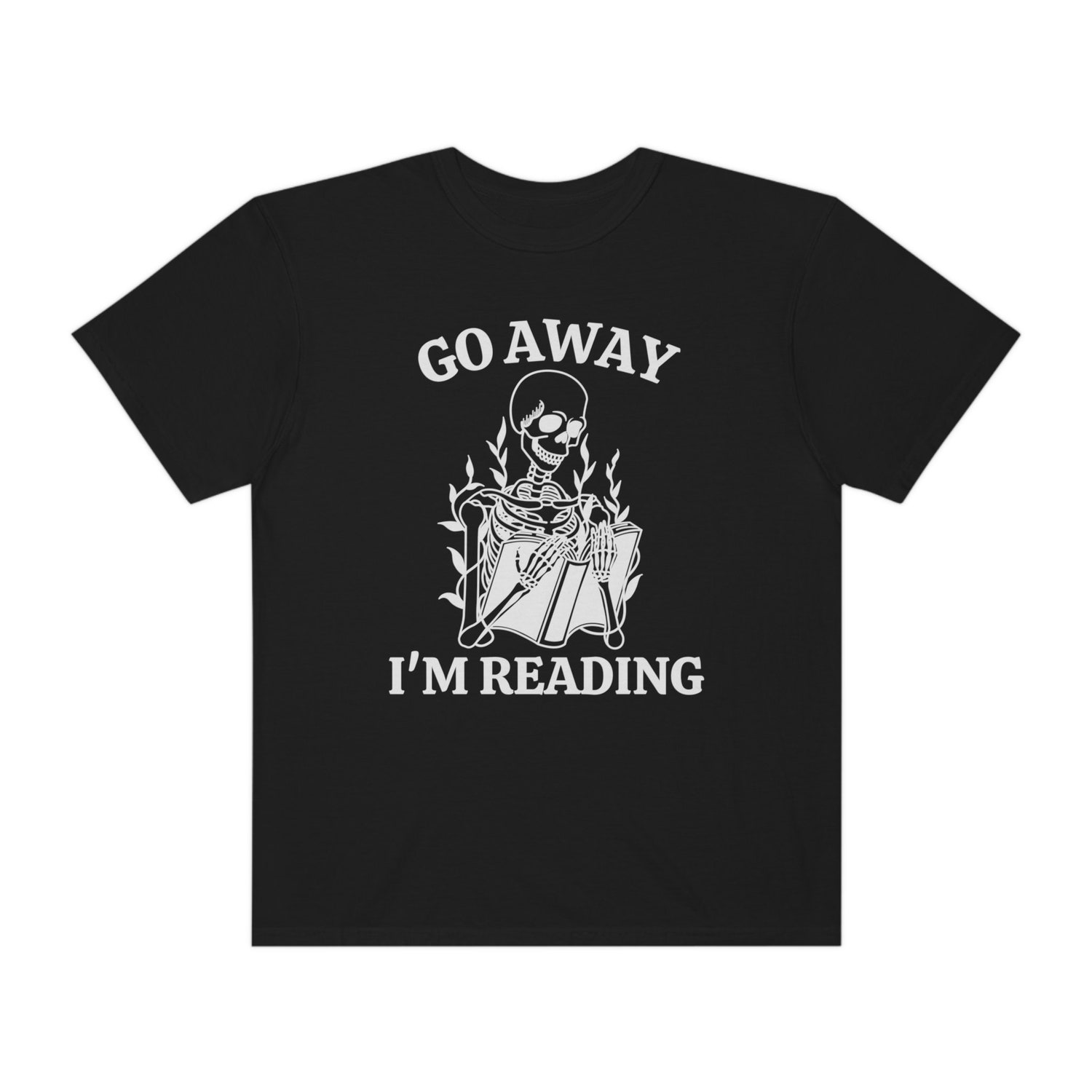 Go Away I'm Reading Skeleton Fall Death By TBR Bookish Halloween Shirt image 7