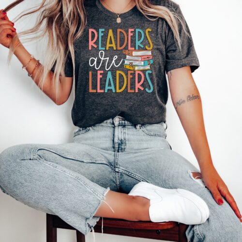 Readers Are Leaders Teacher Bookish Lover Women Librarian English Shirt image 0