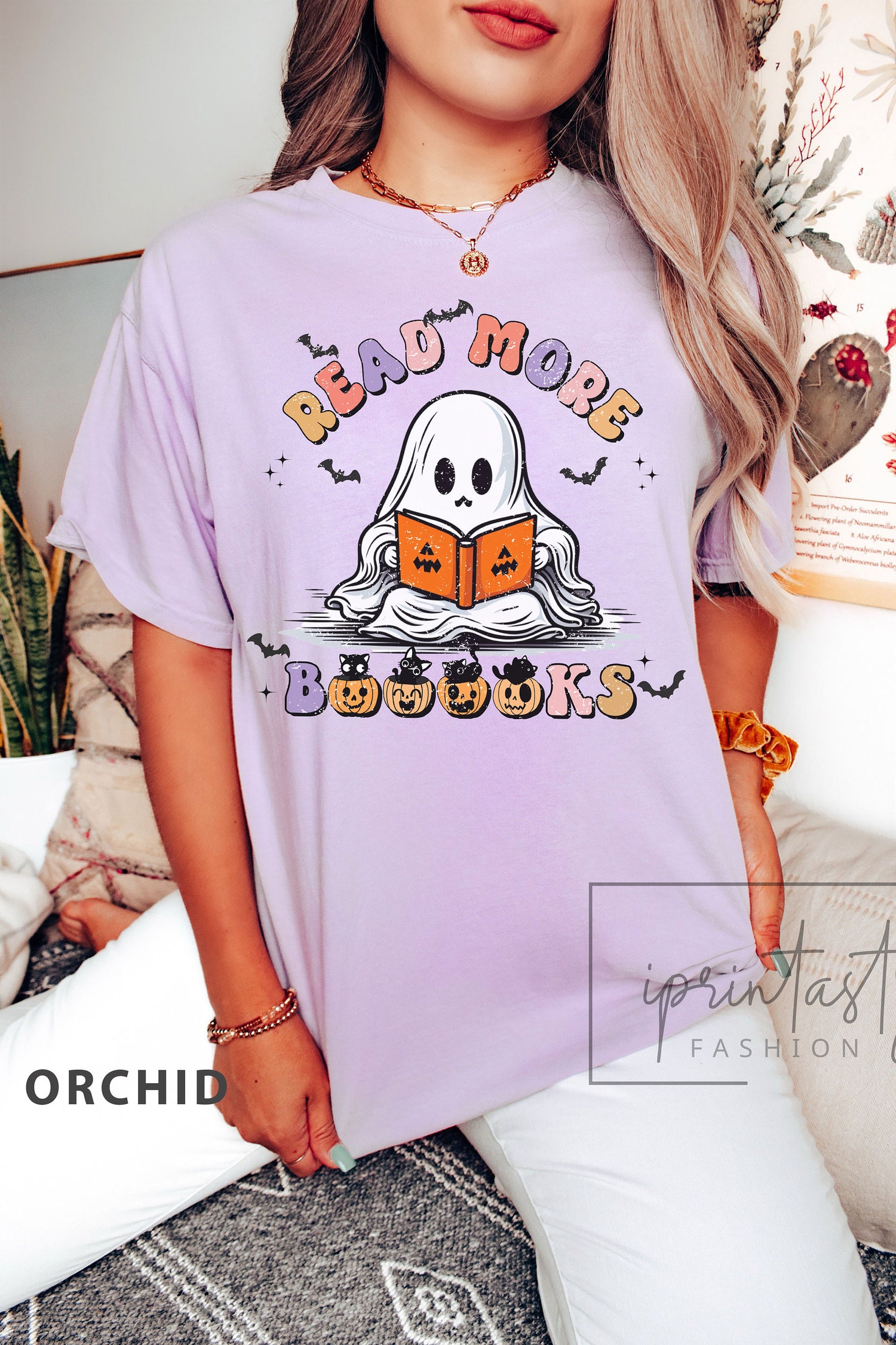 Read More Books Spooky Teacher Ghost Halloween Librarian Pumpkin Shirt image 6