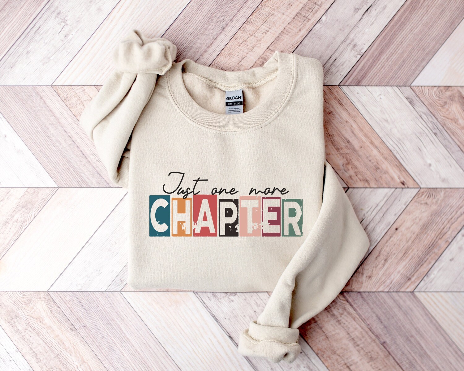 Just One More Chapter Bookish Reading Lover Librarian Teacher Sweatshirt image 1