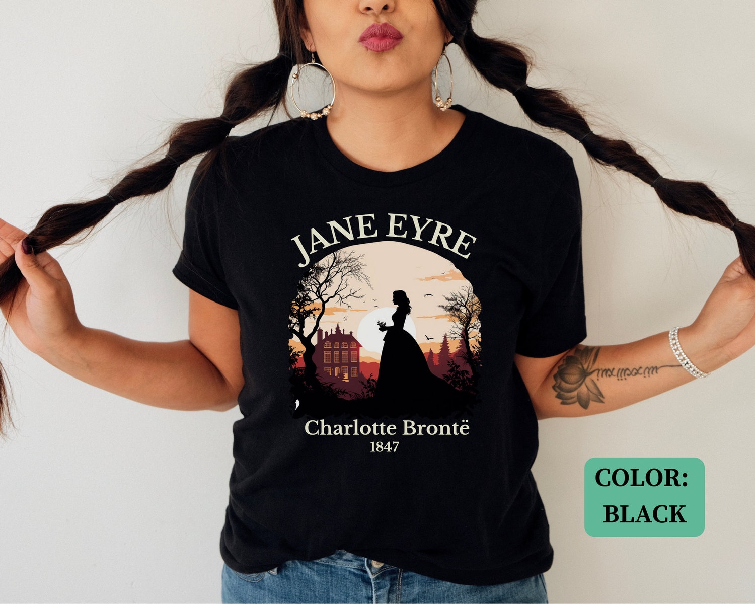 Light Academia Jane Eyre Book Art Charlotte Bronte Sisters Fandom Shirt image 7